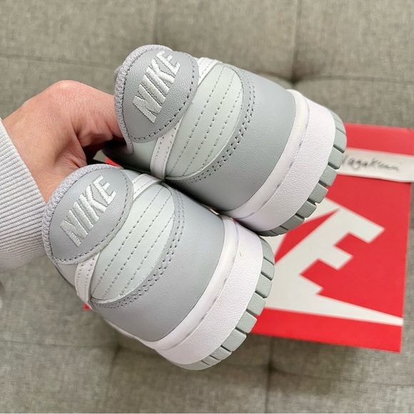 🦛 nike air dunk retro low GS grey white shoes (big kids) - Picture 4 of 5
